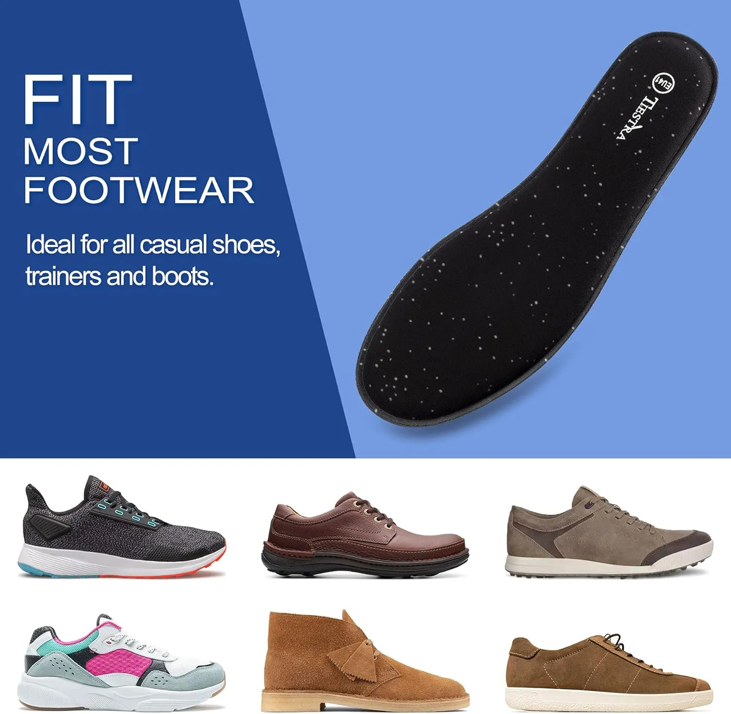 3 Pair -Shoe Inserts for Mens Memory Foam Insoles,Replacement Insoles for Work Boots Running Shoes, Cushion Shock Absorbing for Foot Pain Relief, Comfort Breathable Inner Soles Black 45EU,US12