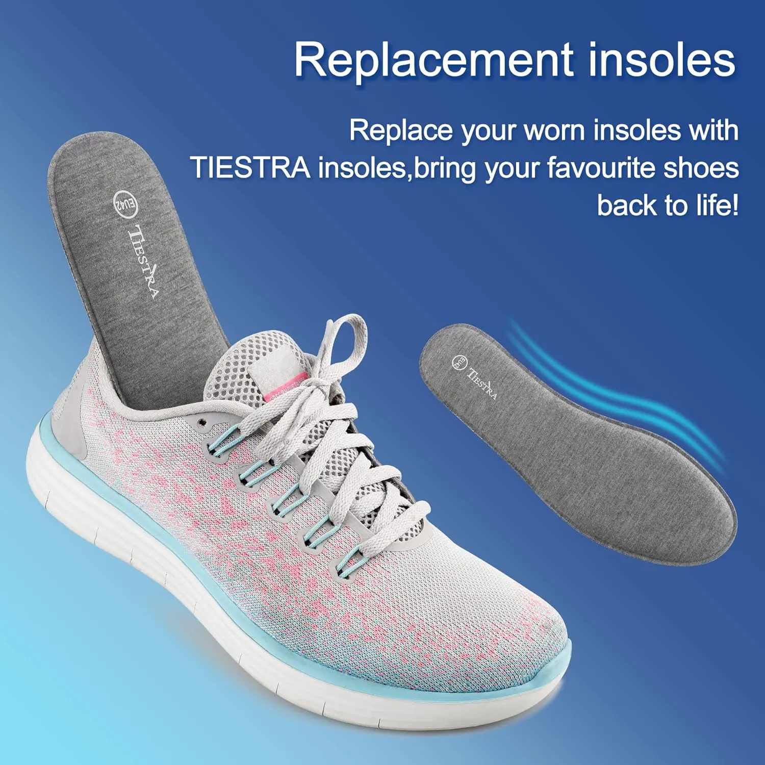 3 Pair -Shoe Inserts for Mens Memory Foam Insoles,Replacement Insoles for Work Boots Running Shoes, Cushion Shock Absorbing for Foot Pain Relief, Comfort Breathable Inner Soles Grey 46EU,US13