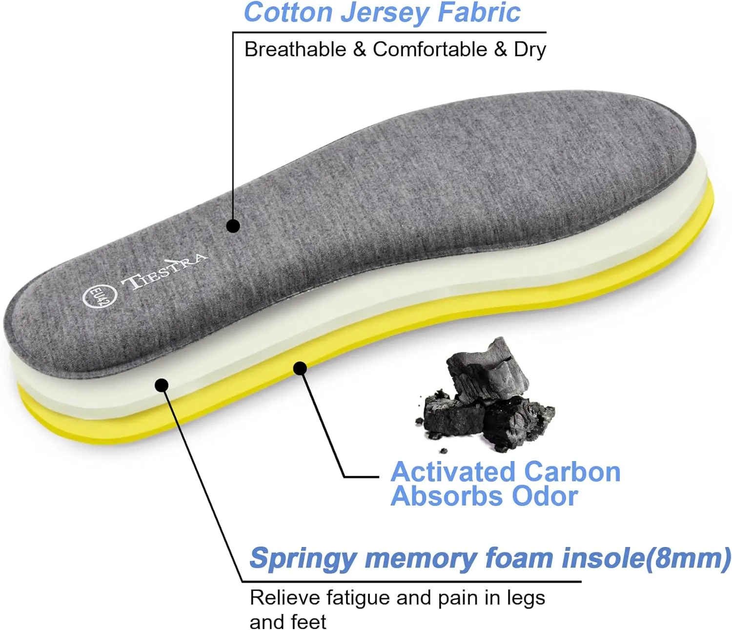 3 Pair -Shoe Inserts for Mens Memory Foam Insoles,Replacement Insoles for Work Boots Running Shoes, Cushion Shock Absorbing for Foot Pain Relief, Comfort Breathable Inner Soles Grey 46EU,US13