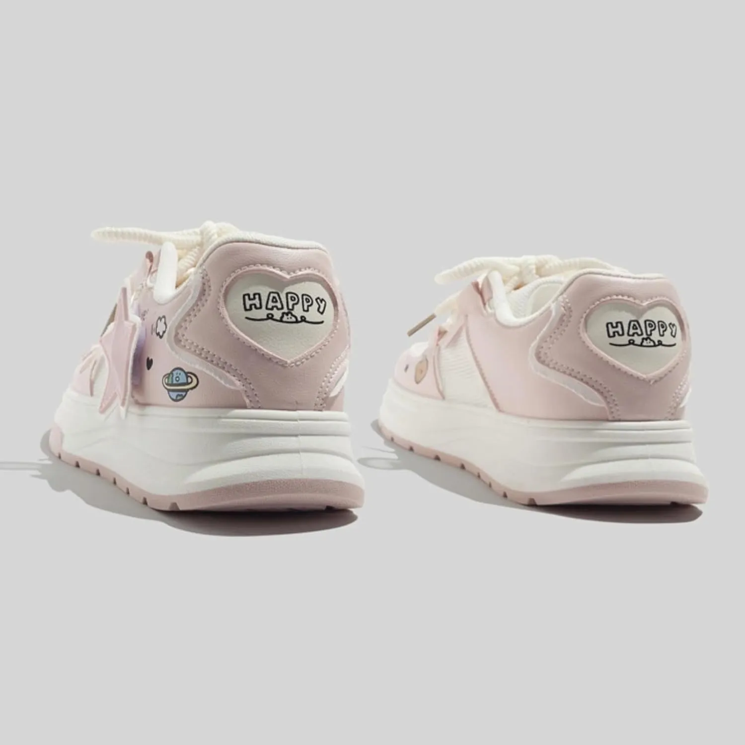 3D Star Patch Chunky Sneakers Women Girl Teens, Mesh, Preppy Y2K Skate Cute Platform Shoes, Height Boost, All Season