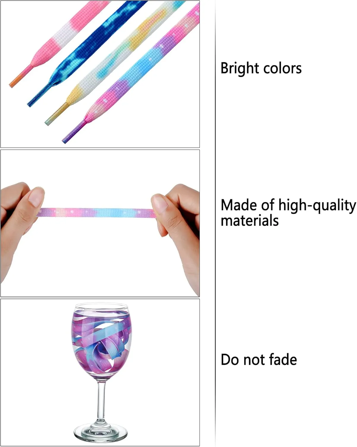9 Pairs Tie Dye Shoelaces Gradient Colors Shoe Laces in for Tie Dye Sports Shoes Boots Sneakers Skates