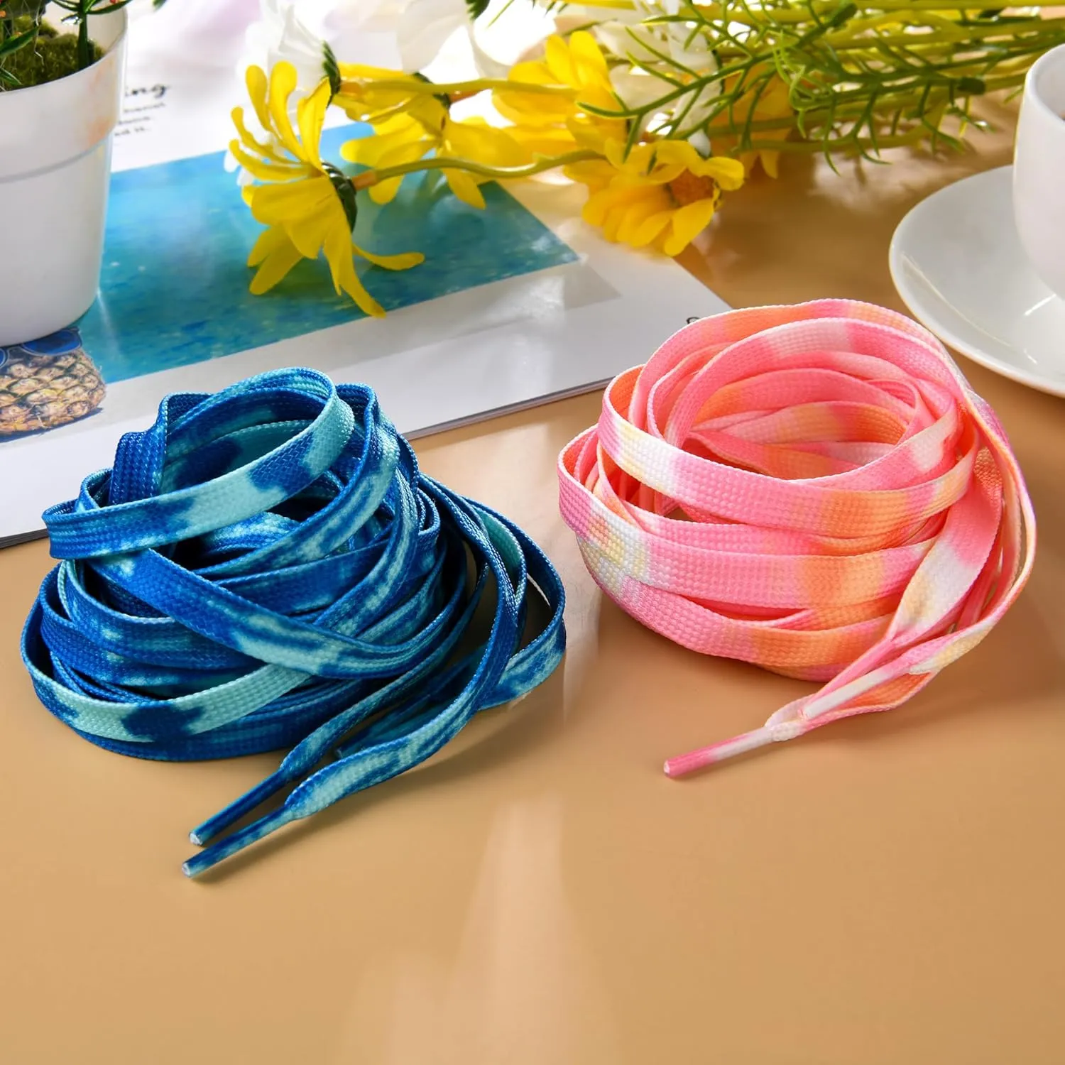 9 Pairs Tie Dye Shoelaces Gradient Colors Shoe Laces in for Tie Dye Sports Shoes Boots Sneakers Skates