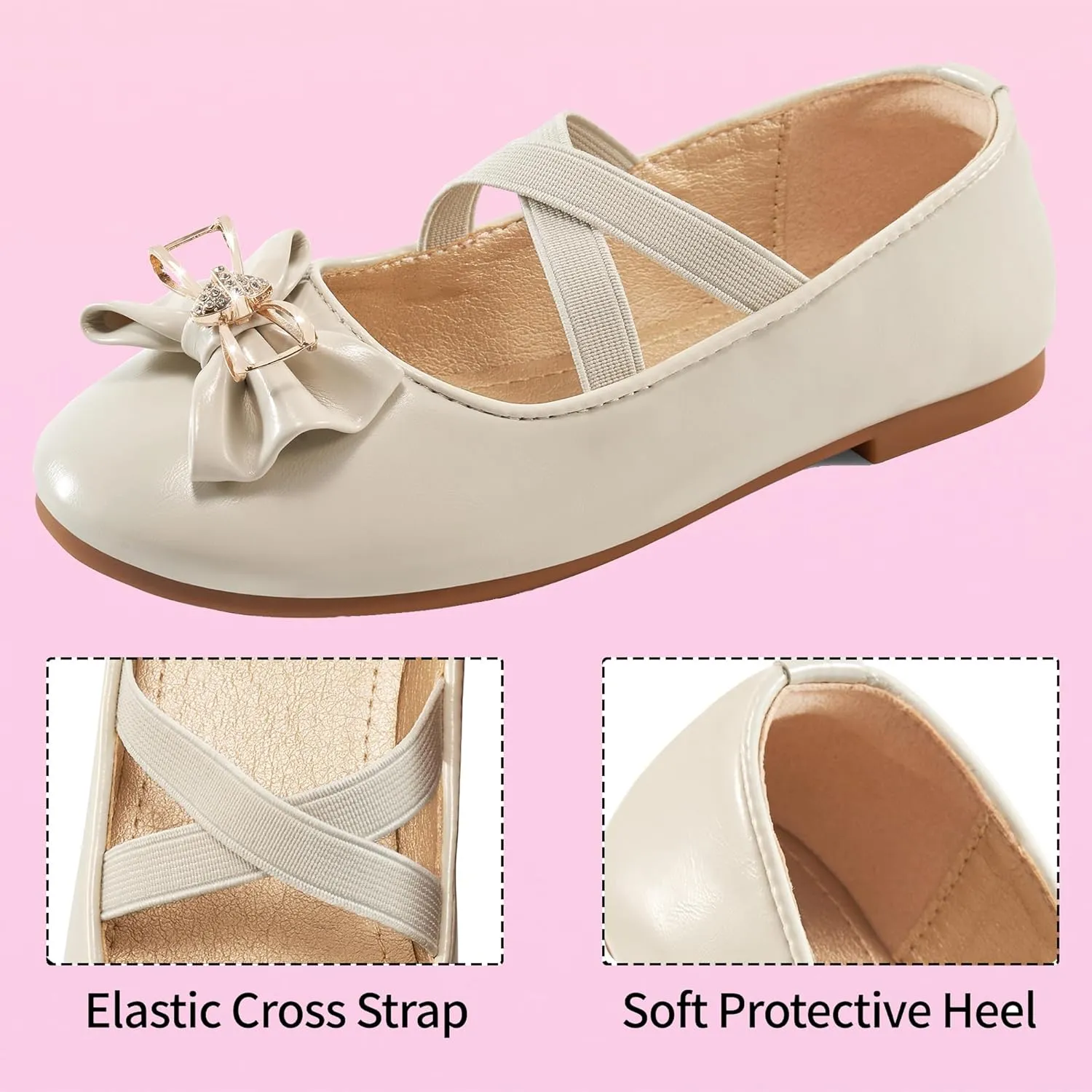 Ablanczoom Girls Flats Dress Shoes - Toddler/Little Girl Casual Slip on Bowknot Mary Jane Ballet Flats Wedding Party School