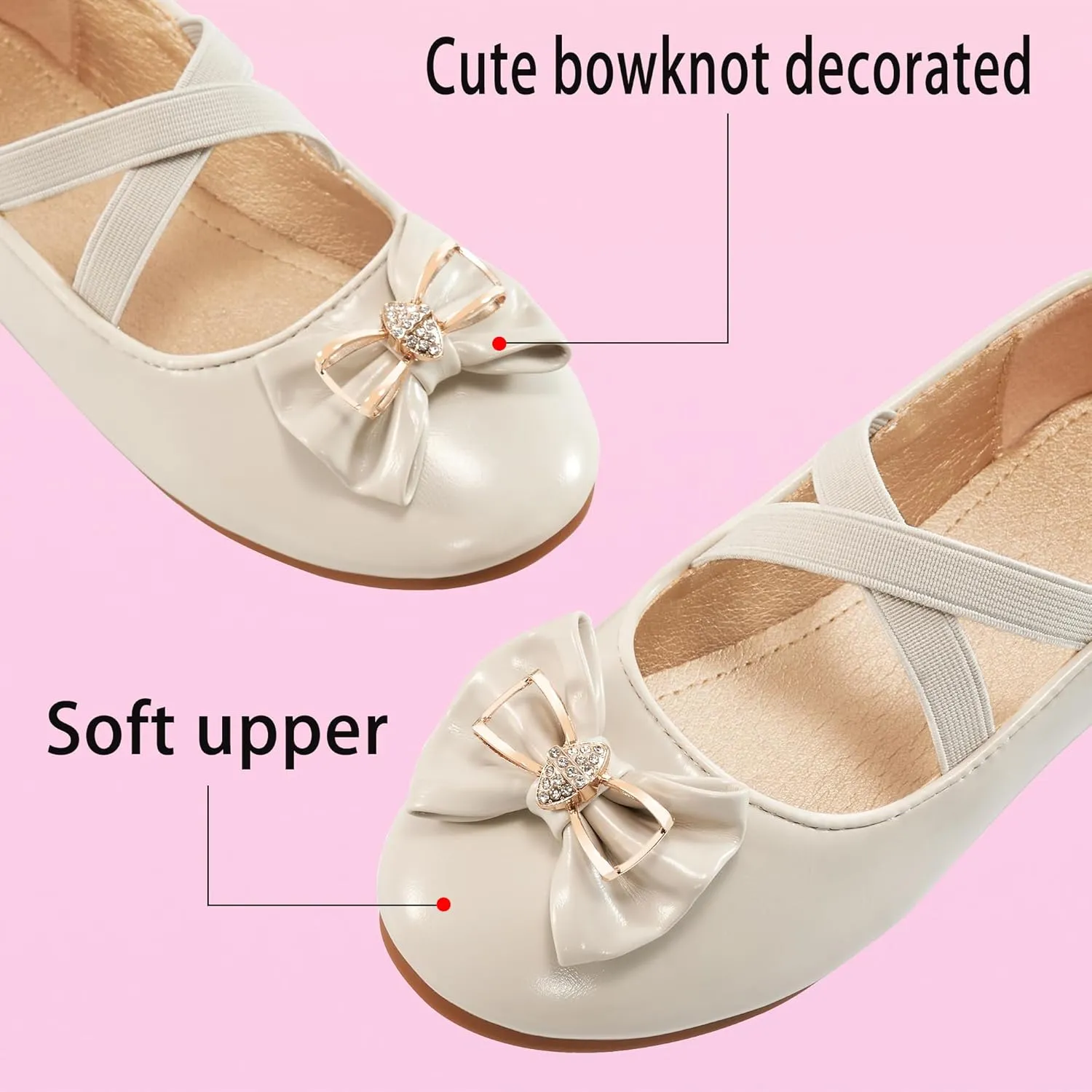 Ablanczoom Girls Flats Dress Shoes - Toddler/Little Girl Casual Slip on Bowknot Mary Jane Ballet Flats Wedding Party School
