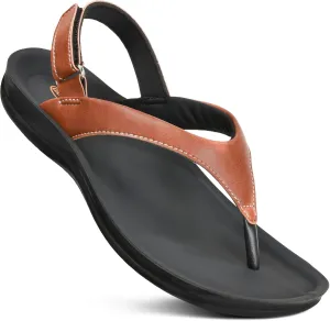 AEROTHOTIC Comfortable Arch Support Slingback Flats for Women Sandals Cute Soft T-Strap Toe Post Casual Fashion Dressy Flip Flops Vacation Essentials