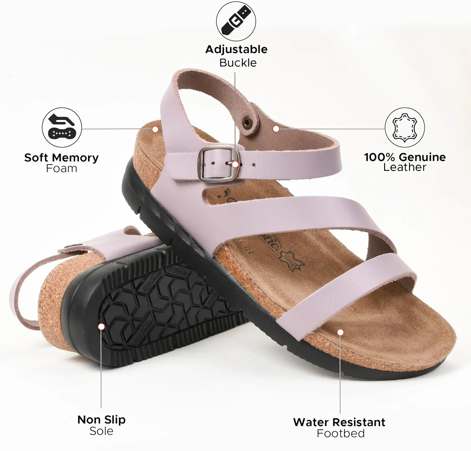 AEROTHOTIC Leather Platform Sandals with Arch Support Strappy Memory Foam Comfortable Slip On Perfect for Outing Party Everyday Wedge Sandals for Women
