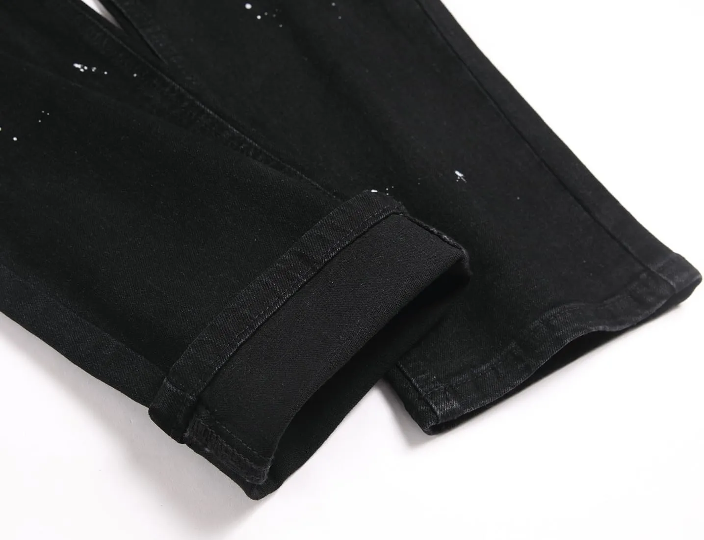 AITITIA Men's Biker Zipper Deco Washed Straight Fit Jeans