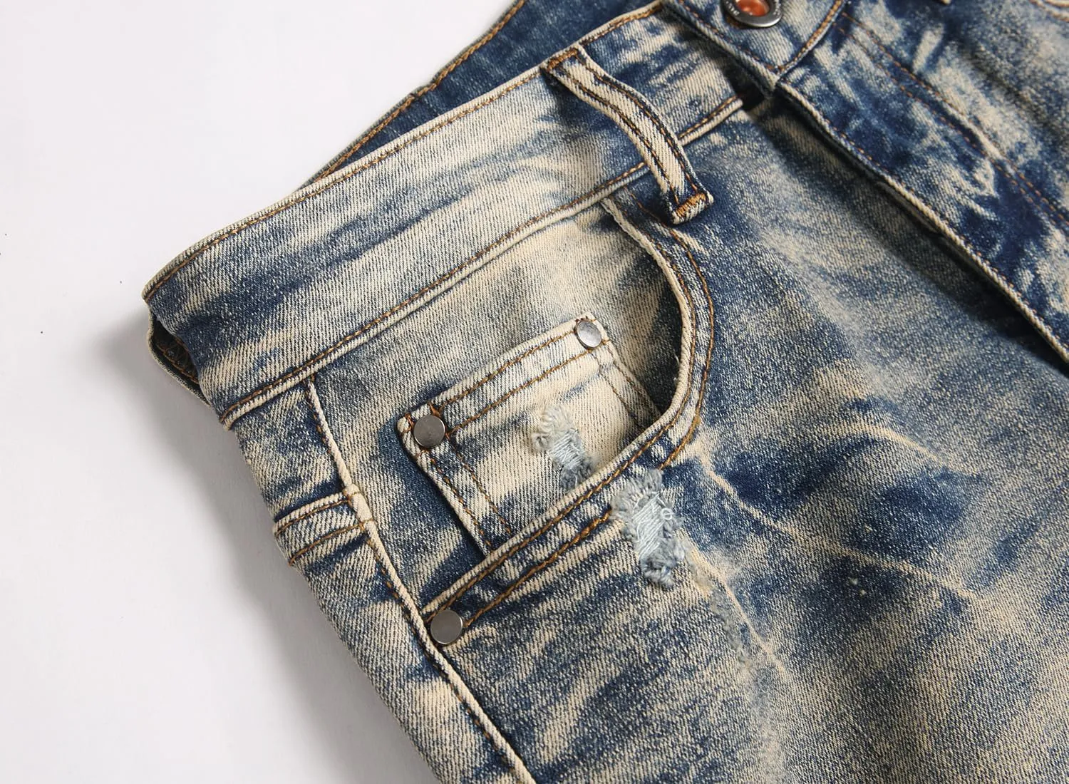 AITITIA Men's Ripped Regular Fit Stretch Jeans