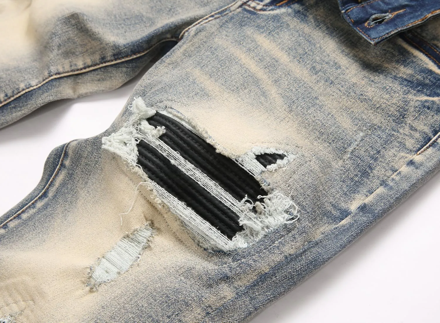 AITITIA Men's Ripped Regular Fit Stretch Jeans