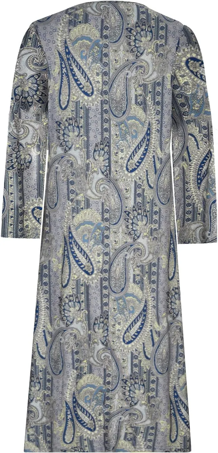 Akivide Women's Boho Colorful Floral Print Long Sleeve Maxi Dress Button Casual Loose Fall Vacation Dresses with Pockets