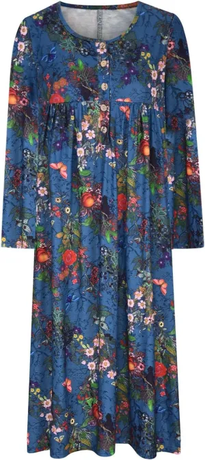 Akivide Women's Boho Colorful Floral Print Long Sleeve Maxi Dress Button Casual Loose Fall Vacation Dresses with Pockets