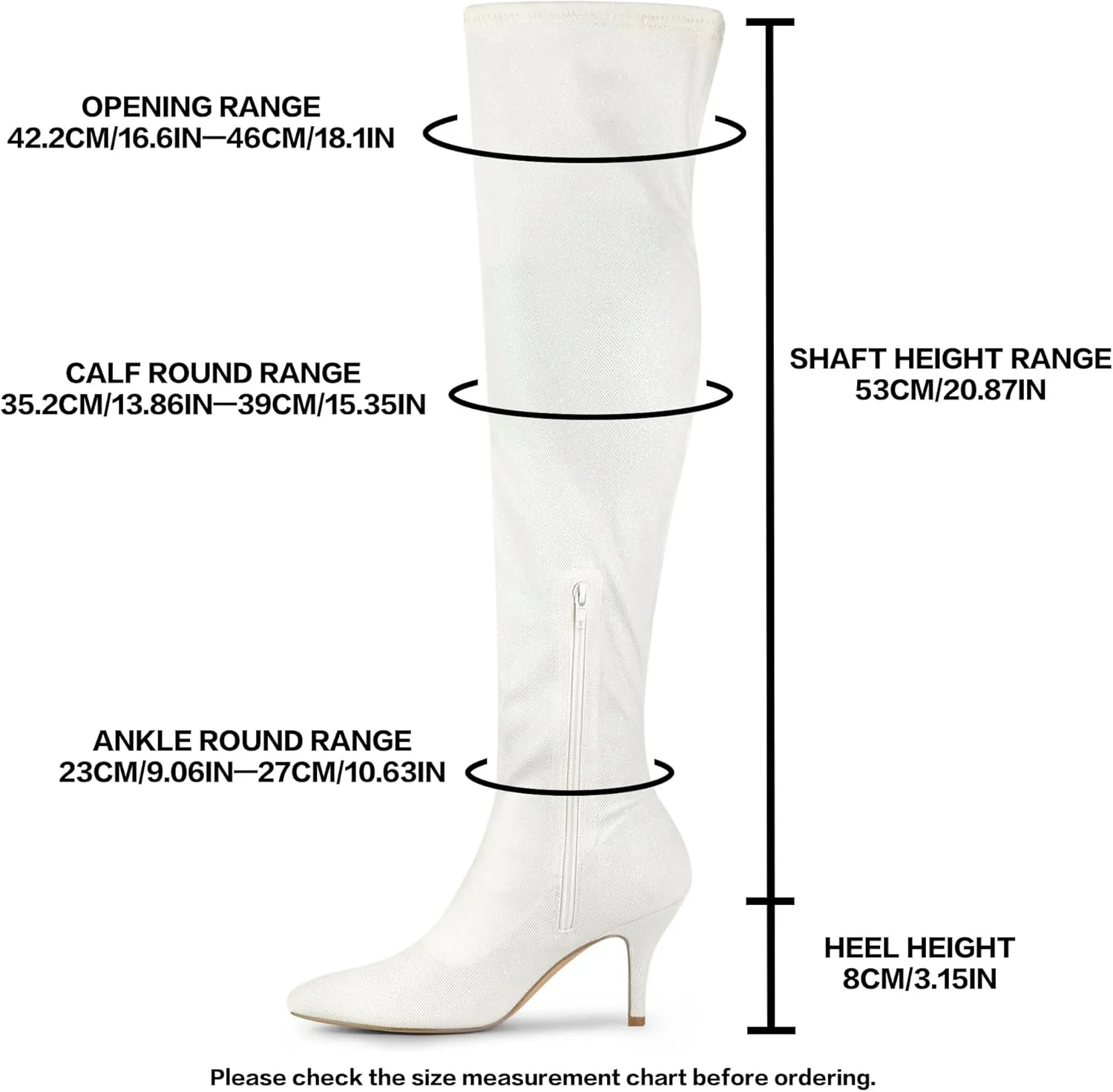 Allegra K Women's Glitter Pointed Toe Stiletto Heels Over the Knee High Boots