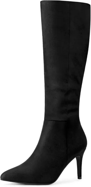 Allegra K Women's Pointed Toe Stiletto Heels Knee High Boots