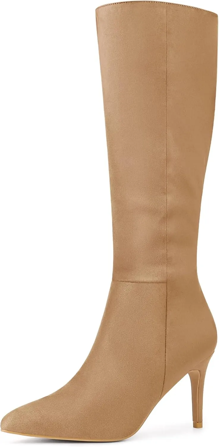 Allegra K Women's Pointed Toe Stiletto Heels Knee High Boots