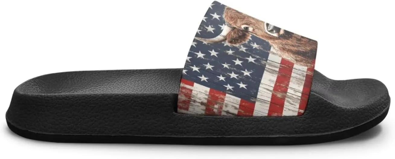 American Flag Slides Kids Sandals with Non-Slip Boys Girls Summer Casual House Shower Shoes