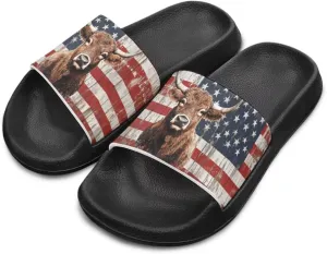 American Flag Slides Kids Sandals with Non-Slip Boys Girls Summer Casual House Shower Shoes