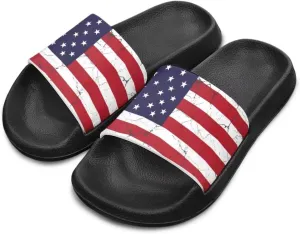 American Flag Slides Kids Sandals with Non-Slip Boys Girls Summer Casual House Shower Shoes