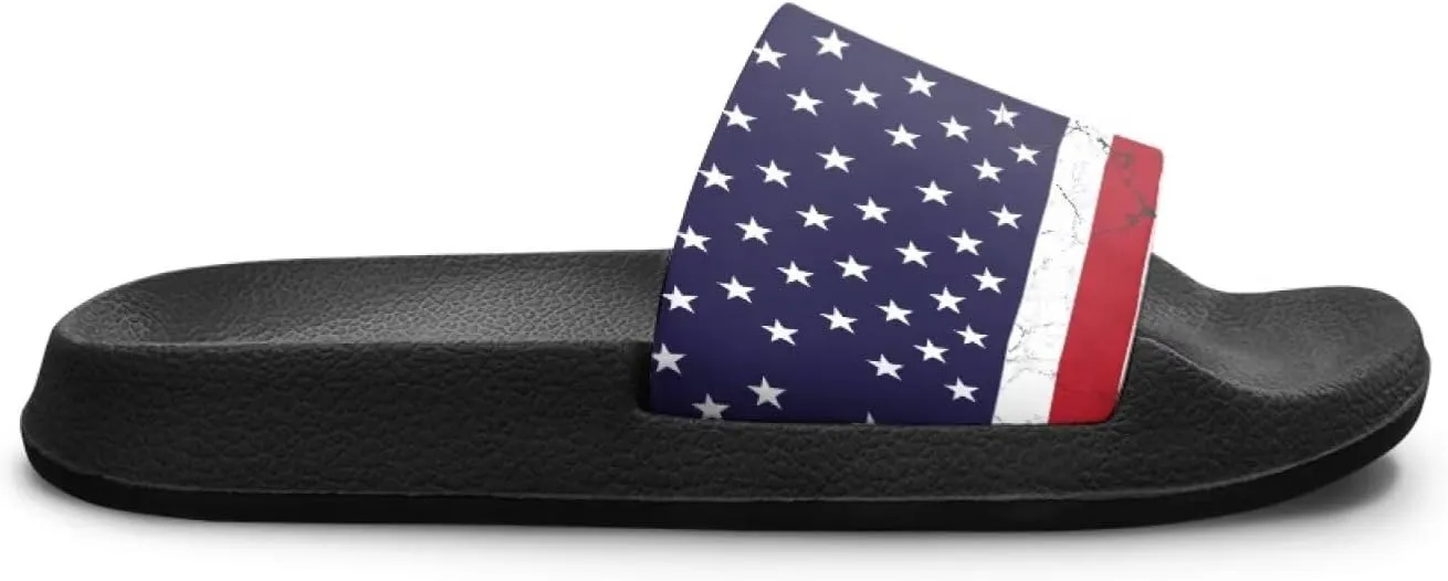 American Flag Slides Kids Sandals with Non-Slip Boys Girls Summer Casual House Shower Shoes
