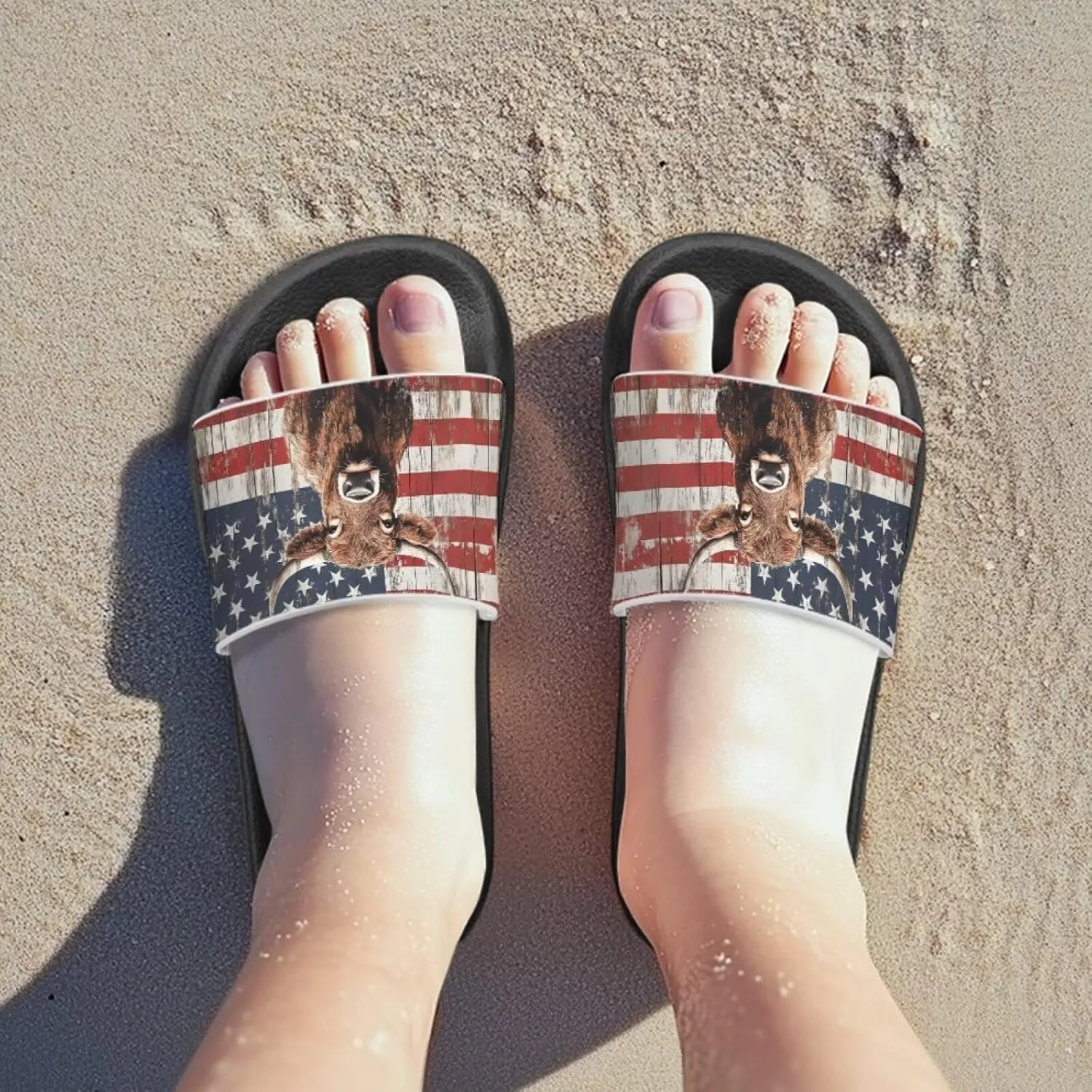 American Flag Slides Kids Sandals with Non-Slip Boys Girls Summer Casual House Shower Shoes