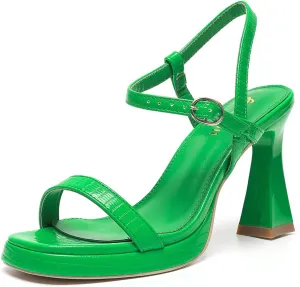Amoji Women 4 Inches Heels Lady Platform Heeled Sandals Ankle Strap FZ323