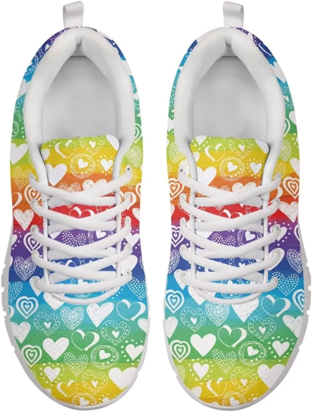 AmzPrint Colorful Walking Shoes White Sole LGBT Flag Rainbow Flag Pride Flag Print Shoes for Women Fashion Casual Sneakers