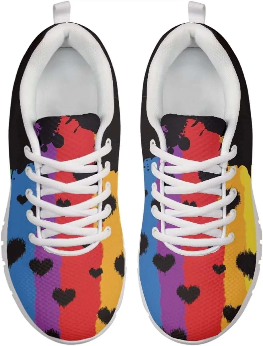 AmzPrint Colorful Walking Shoes White Sole LGBT Flag Rainbow Flag Pride Flag Print Shoes for Women Fashion Casual Sneakers