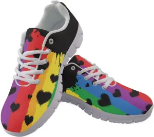 AmzPrint Colorful Walking Shoes White Sole LGBT Flag Rainbow Flag Pride Flag Print Shoes for Women Fashion Casual Sneakers