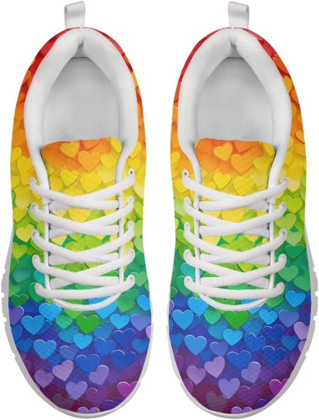 AmzPrint Colorful Walking Shoes White Sole LGBT Flag Rainbow Flag Pride Flag Print Shoes for Women Fashion Casual Sneakers