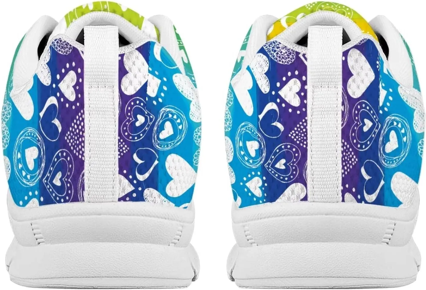 AmzPrint Colorful Walking Shoes White Sole LGBT Flag Rainbow Flag Pride Flag Print Shoes for Women Fashion Casual Sneakers