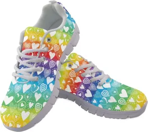 AmzPrint Colorful Walking Shoes White Sole LGBT Flag Rainbow Flag Pride Flag Print Shoes for Women Fashion Casual Sneakers