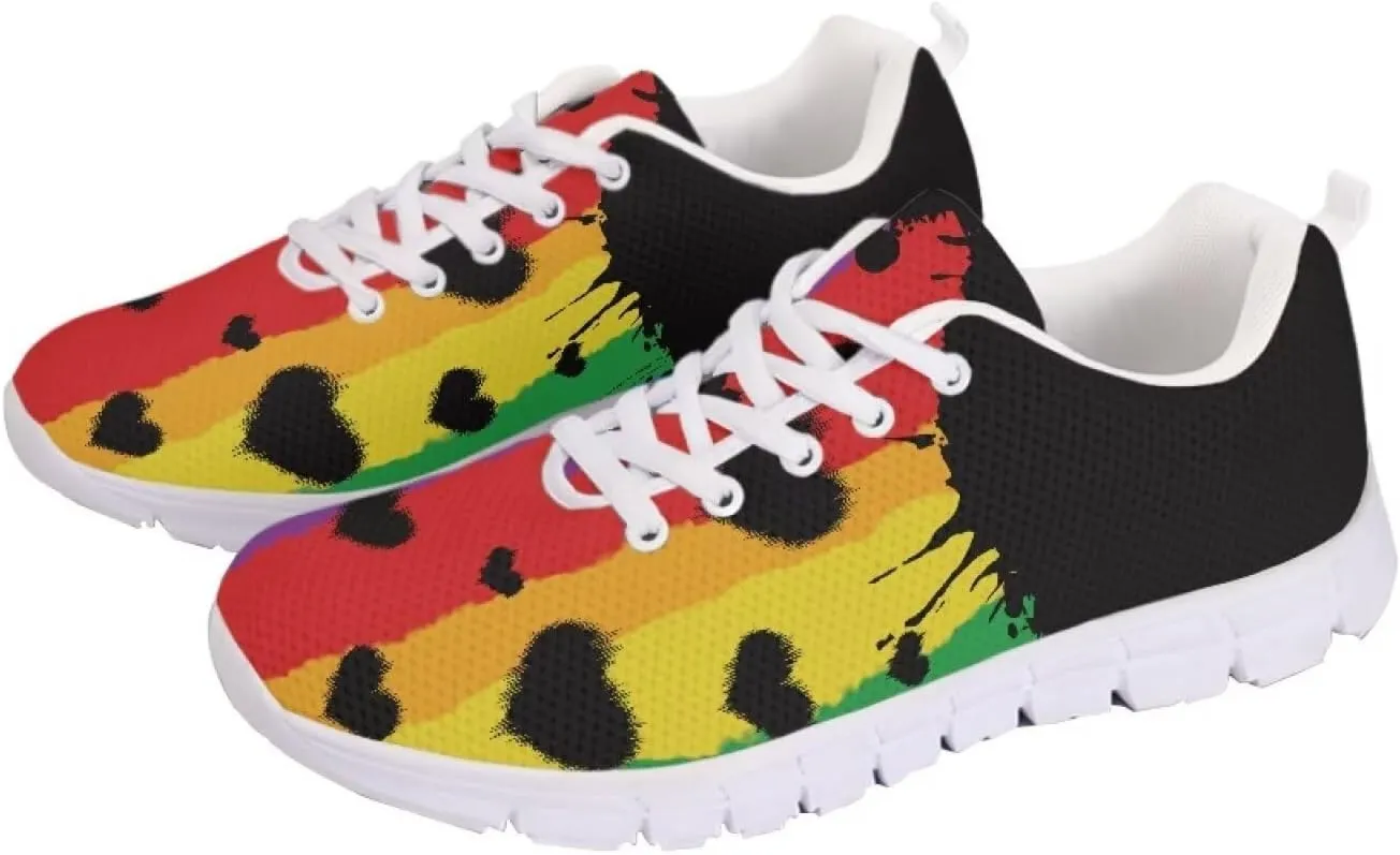 AmzPrint Colorful Walking Shoes White Sole LGBT Flag Rainbow Flag Pride Flag Print Shoes for Women Fashion Casual Sneakers