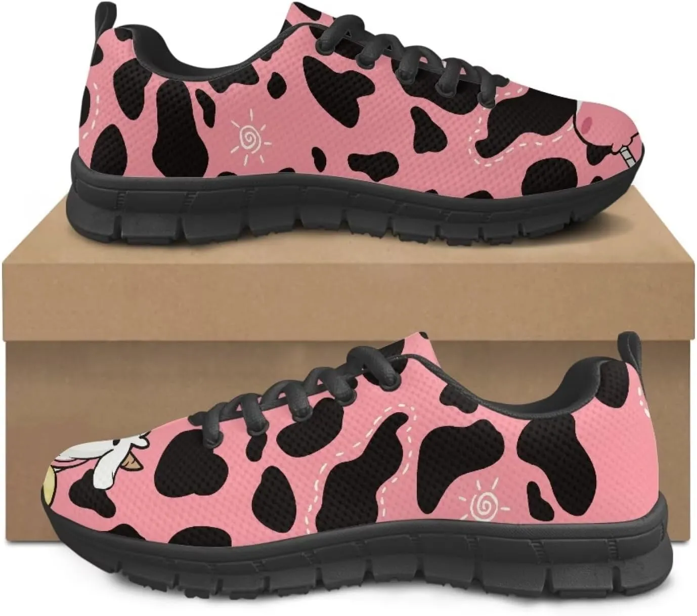 AmzPrint Women's Athletic Walking Shoes Illustraction Print Colorful Running Shoes for Women Casual Mesh Sneakers