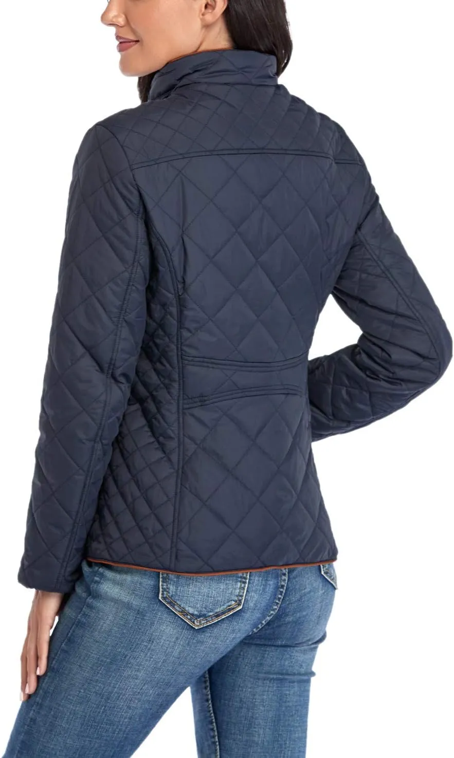 Anienaya Women's Lightweight Quilted Jacket Stand Collar Zip Warm Winter Coat Outwear w 2 Pockets