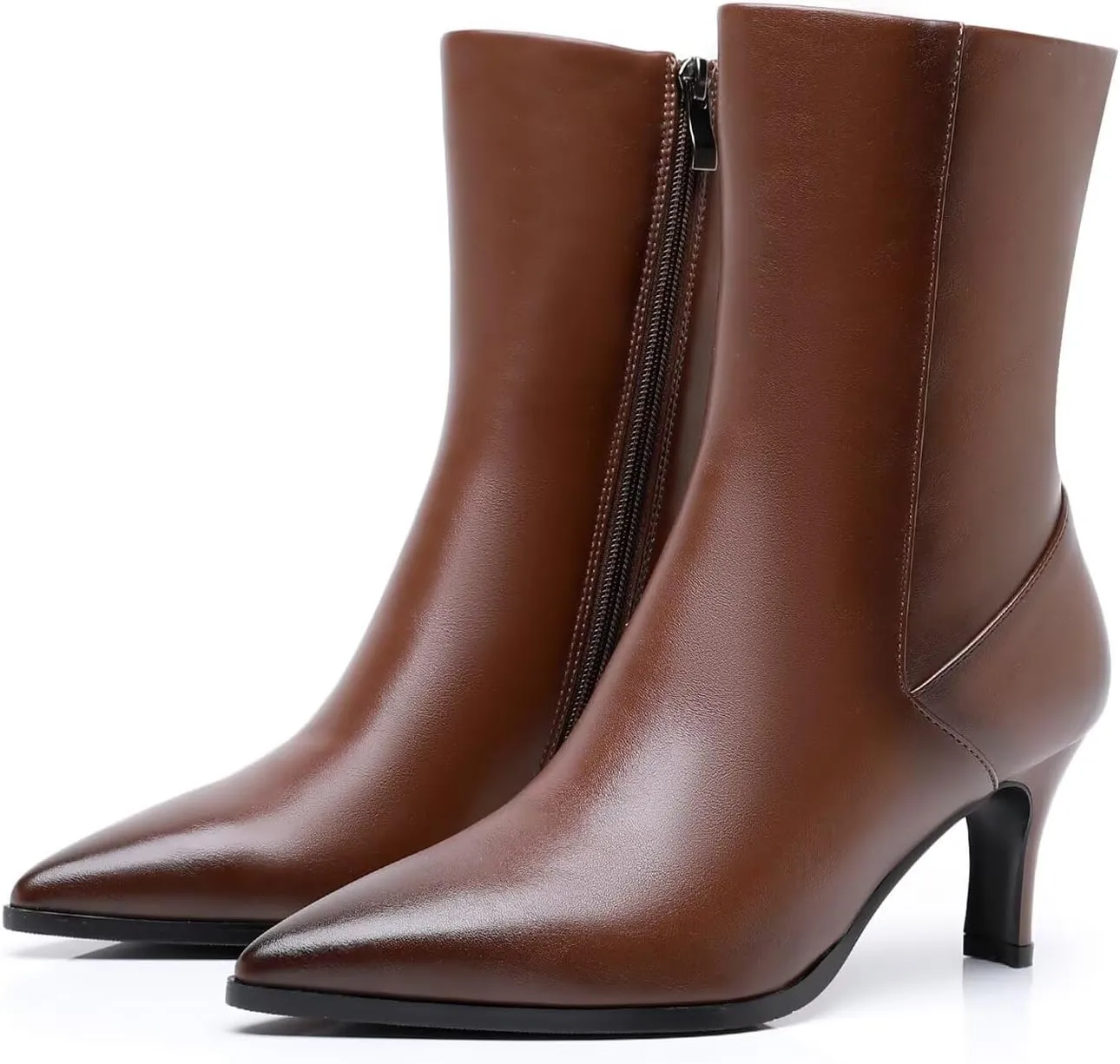 Ankle Boots for Women Pointd Toe Leather Stiletto Heel Booties Shoes