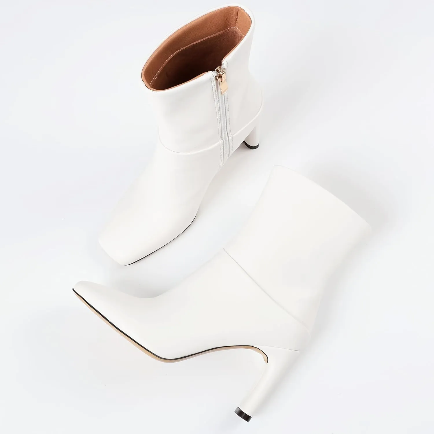 Ankle Boots for Women Square Toe Short Boots Side Zipper Low Heel Ankle Booties Fashion Comfort Dressy Lady Shoes