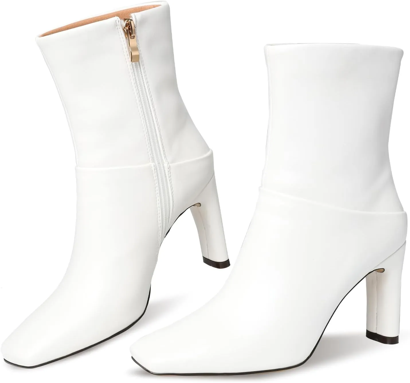 Ankle Boots for Women Square Toe Short Boots Side Zipper Low Heel Ankle Booties Fashion Comfort Dressy Lady Shoes
