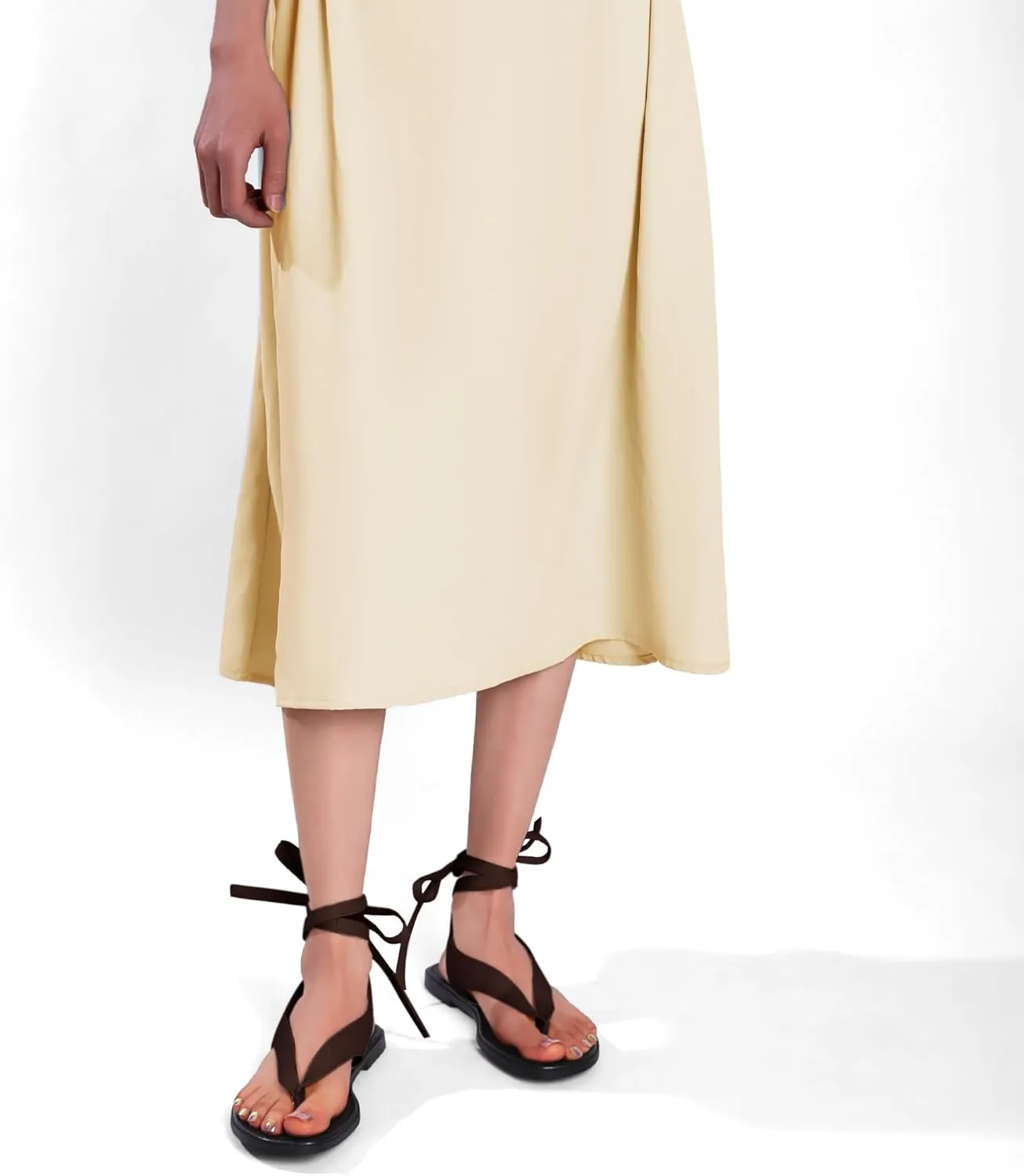 Ankle Strap Flat Sandals for Women Comfortable Lace Up T-Strap Slip on Flip Flops Flats Ladies Fashion Cute Thong Sandals Summer Soft Flip Flops Sandals