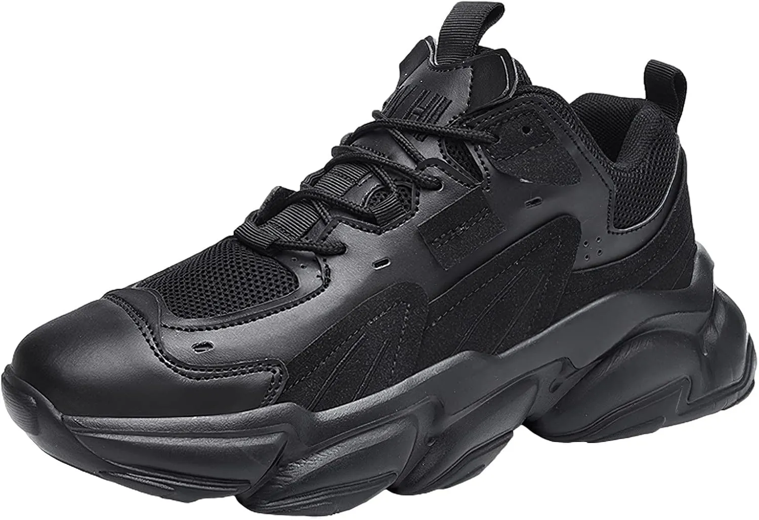 ANUFER Mens PU   Mesh Sport Shoes Fashion Chunky Sneakers Height Increasing Trainers Shoes