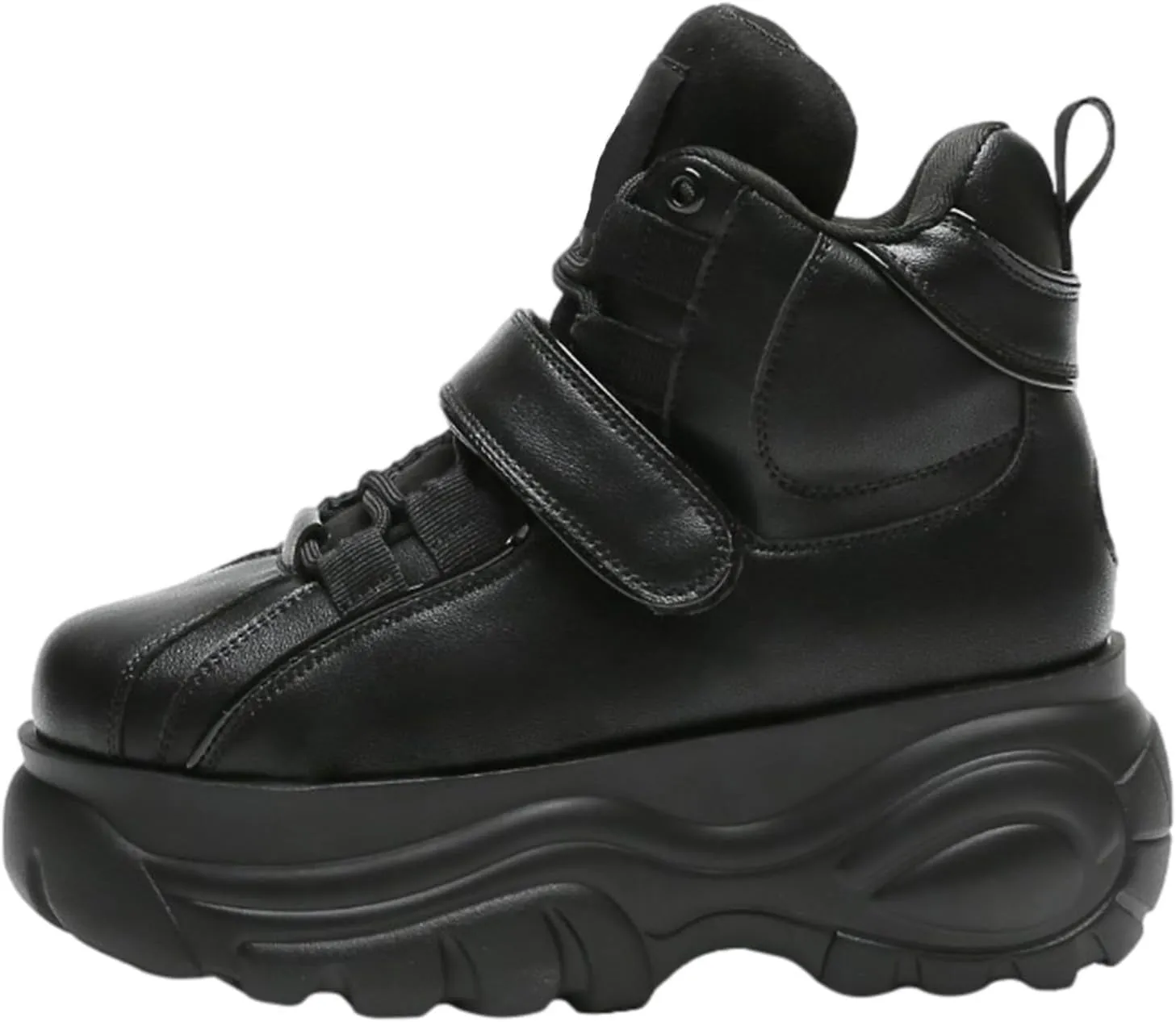 ANUFER Women's Goth Punk High/Low Top Platform Chunky Sneakers Lace Up Wedgel Heel Dad Shoes