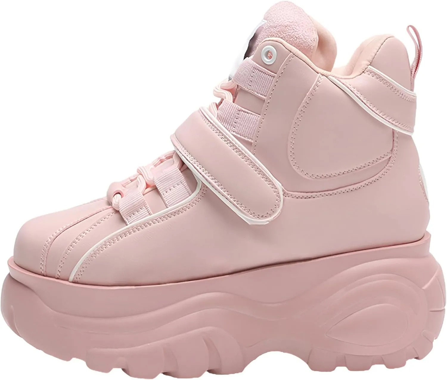 ANUFER Women's Goth Punk High/Low Top Platform Chunky Sneakers Lace Up Wedgel Heel Dad Shoes