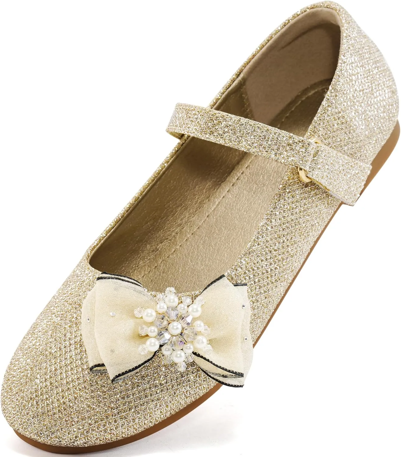 Aomigoct Girls Flats Dress Shoes: Little Kid Princess Ballerina Flats for Birthday Party - Girls Mary Jane Shoe for Wedding School