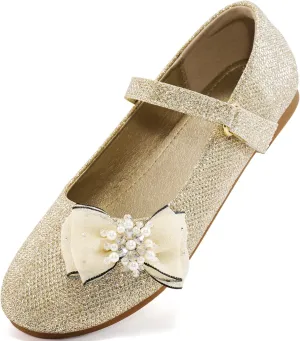 Aomigoct Girls Flats Dress Shoes: Little Kid Princess Ballerina Flats for Birthday Party - Girls Mary Jane Shoe for Wedding School