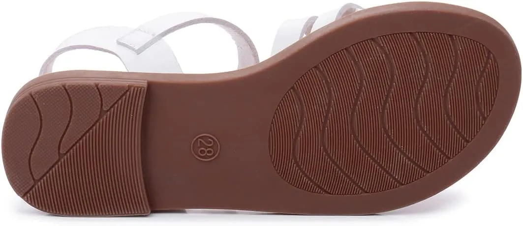 Apakowa Girls Sandals Open Toe Princess Flat Sandals Strappy Summer Shoes (Toddler/Little Kid/Big Kid)