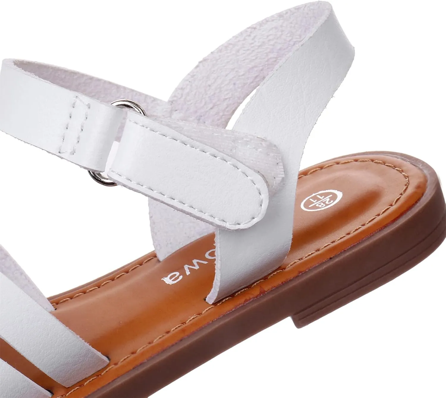 Apakowa Girls Sandals Open Toe Princess Flat Sandals Strappy Summer Shoes (Toddler/Little Kid/Big Kid)