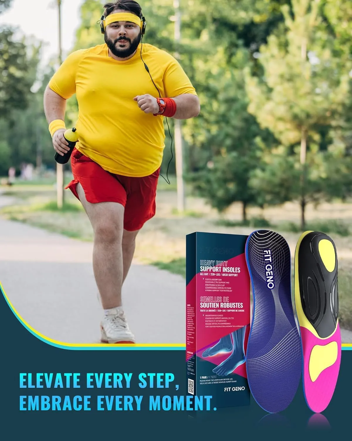 Arch Support Plantar Fasciitis Insoles: Fit Geno Orthotics Inserts for High Arch Pain Relief – Heavy Duty Shoe Inserts for Women & Men 220lbs  – for Work Boots & Sneakers (Women's 6-7 / Men's 4-5)