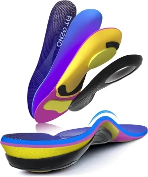 Arch Support Plantar Fasciitis Insoles: Fit Geno Orthotics Inserts for High Arch Pain Relief – Heavy Duty Shoe Inserts for Women & Men 220lbs  – for Work Boots & Sneakers (Women's 6-7 / Men's 4-5)