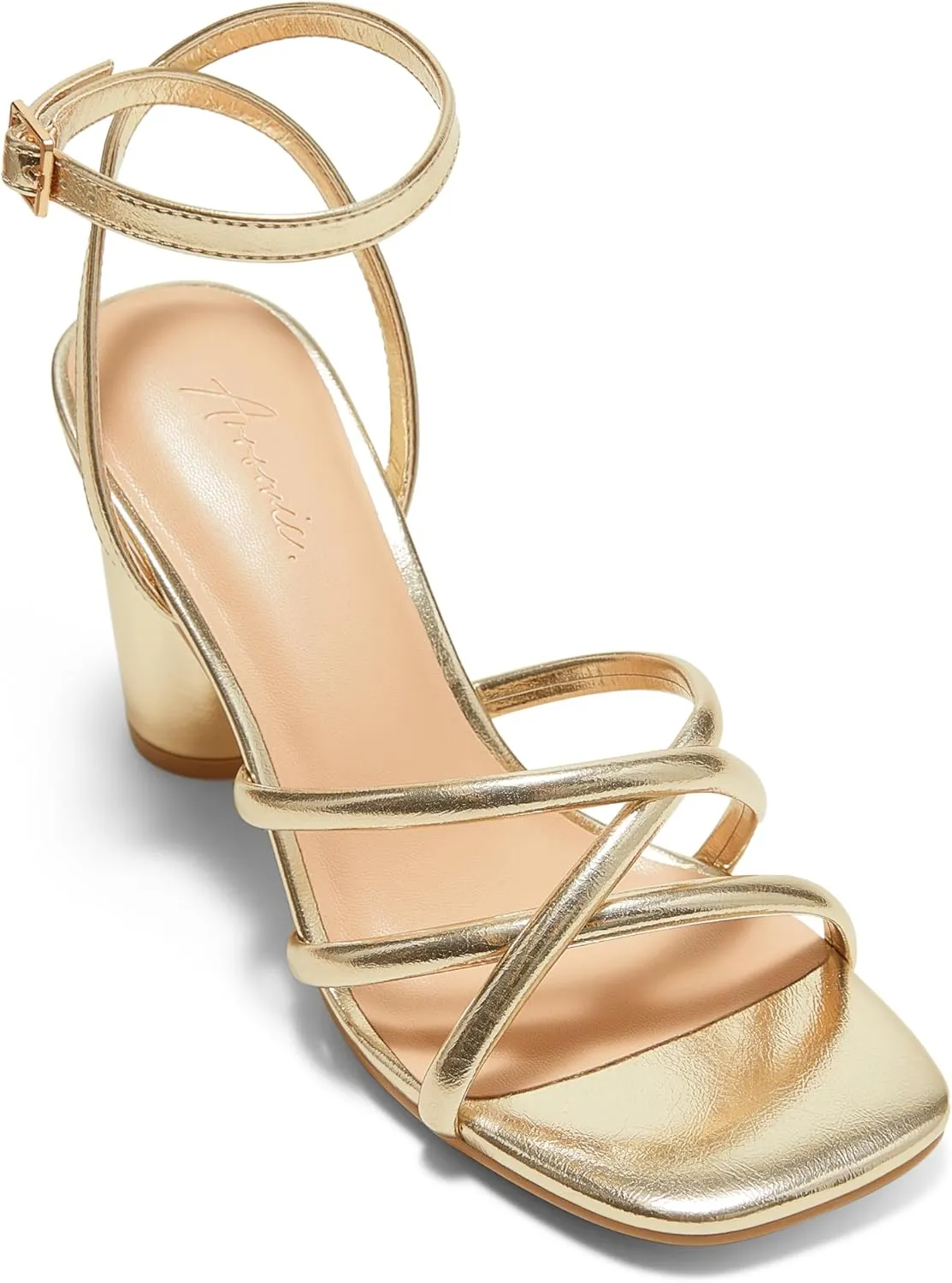 Arromic Women's Heeled Sandals - Chunky Block Heels, Strappy Square Open Toe Ankle Strap Dressy Party Wedding Prom Sandals for Women