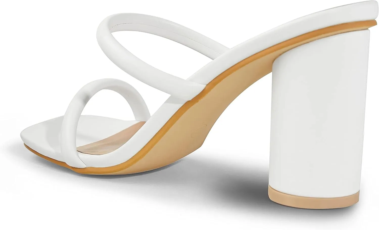 Arromic Women's Heeled Sandals Square Toe Two Strap Block Heels for Women Comfortable Strappy Heels Slip on Heeled Sandals for Women Dressy