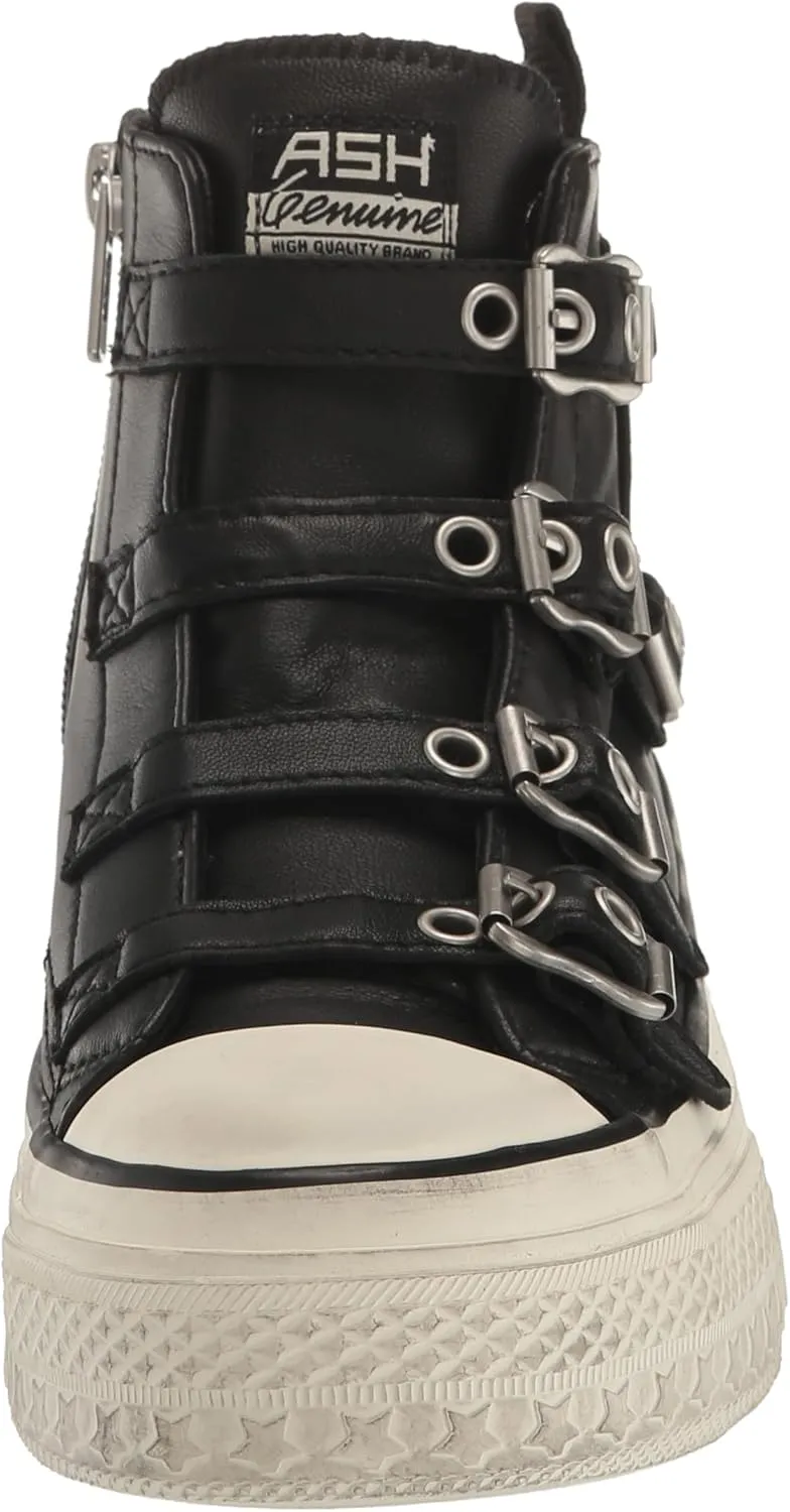 ASH Women's Rainbow Fashion Sneaker-Premium Leather High Top with Buckles, Distressed Platform Sole