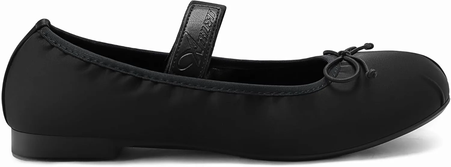 Athlefit Ballet Flats Shoes for Women Mary Jane Flats Bow Dressy Comfortable Round Toe Slip On Ballerina Flat Shoes